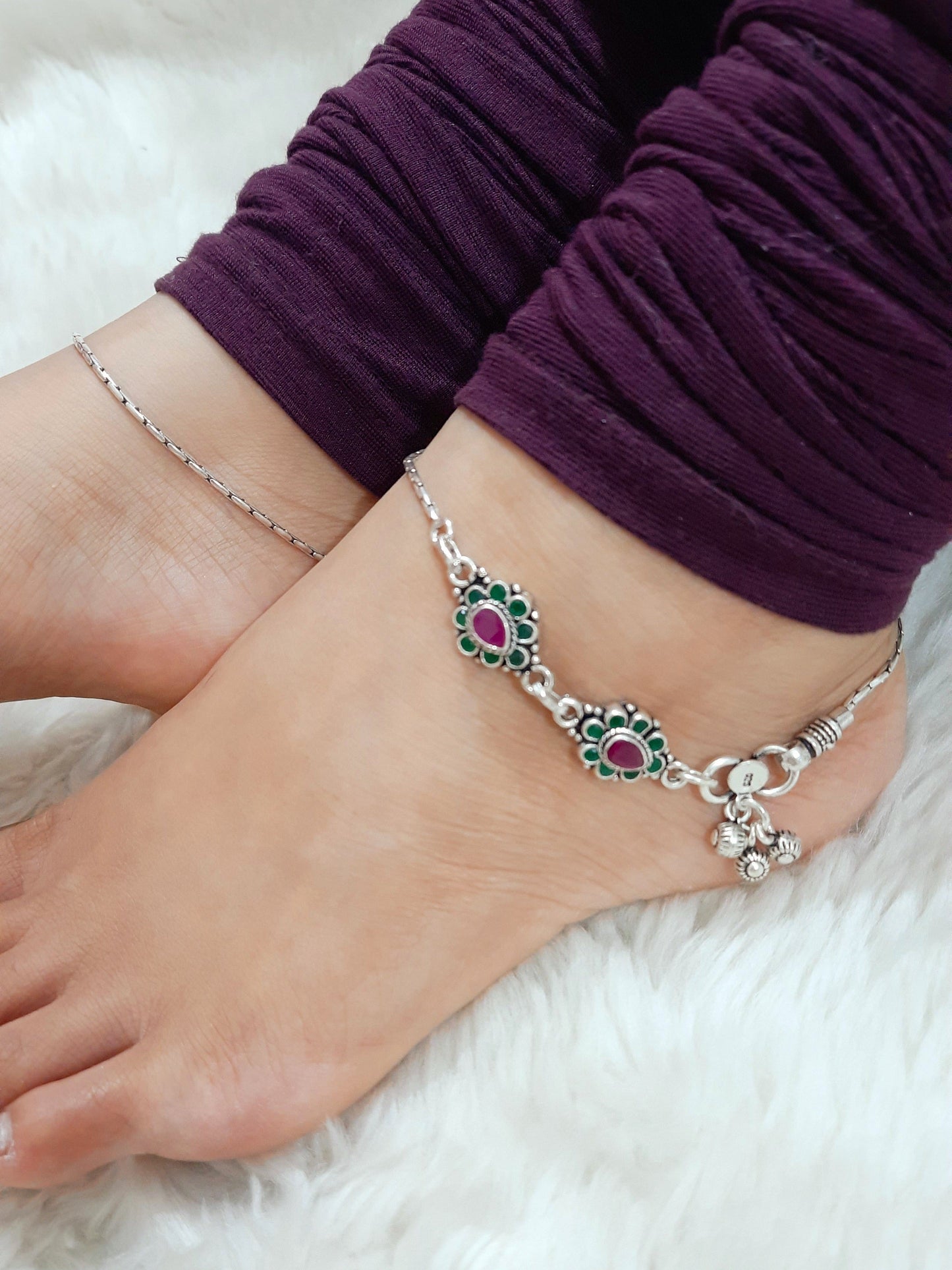 Cut Stone Flower Anklet