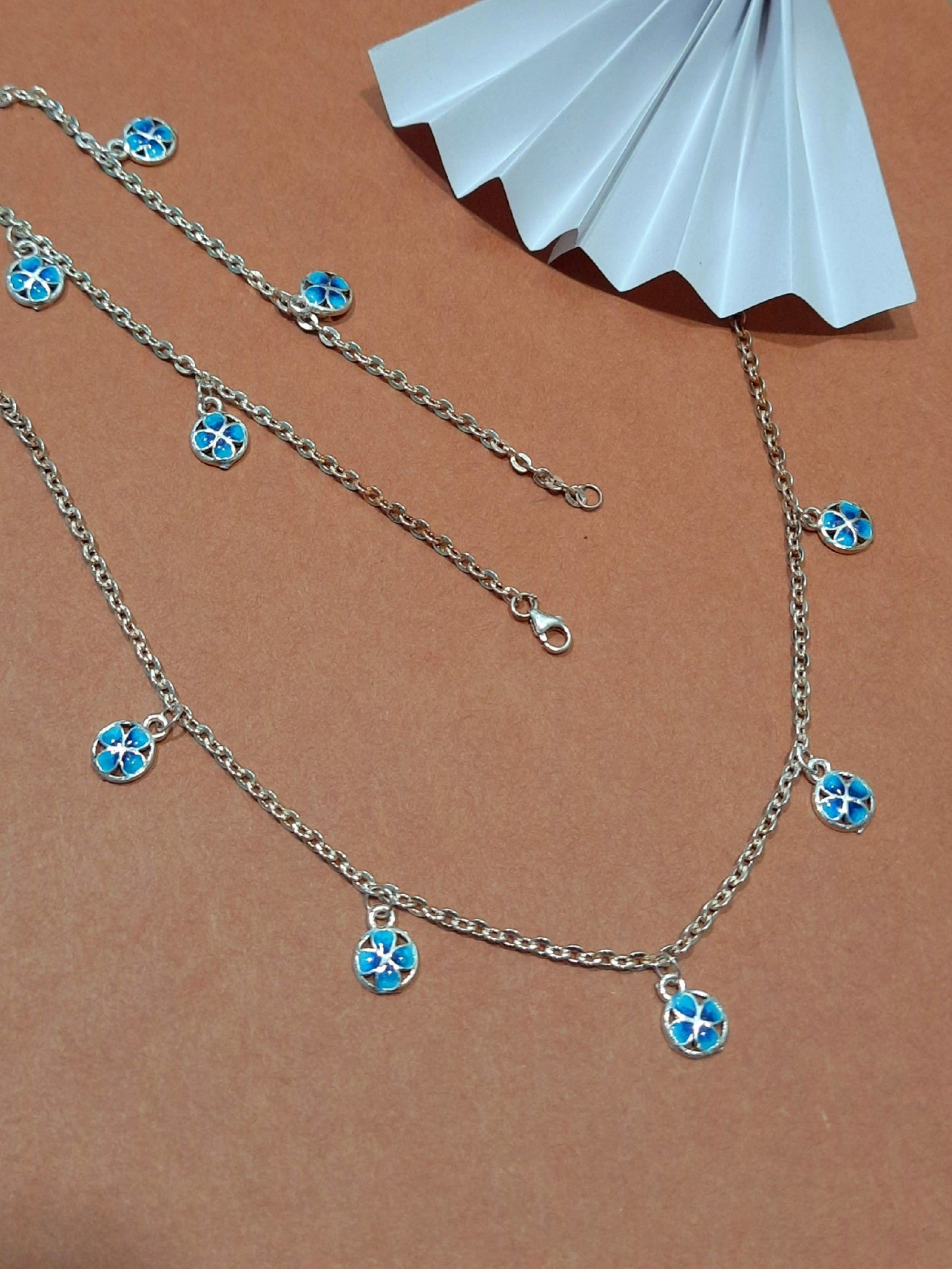 Blue Hanging Flower Anklet